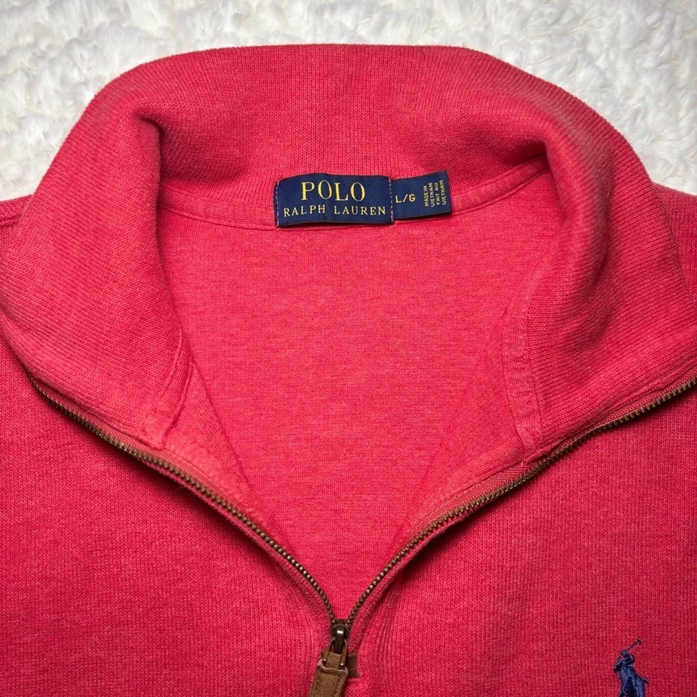 Ralph Lauren Men's Red Zip-Up Sweater